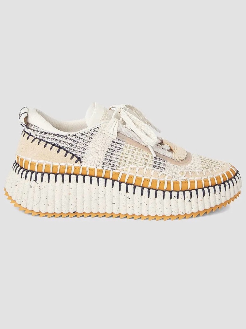 Chloe Neutral Woven Platform Sneakers - Picture 8 of 8
